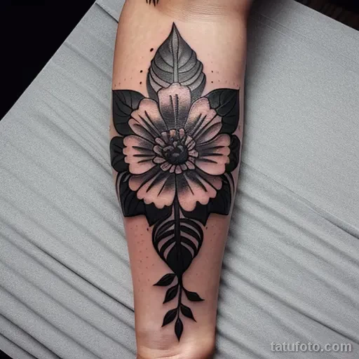 black carnation tattoo on the inner forearm tatufoto.com 033