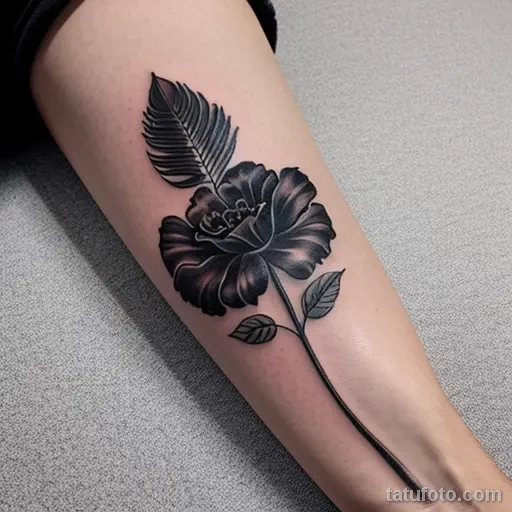 black carnation tattoo on the inner forearm tatufoto.com 034