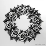 black ink sketch of a wreath of roses tattoo tatufoto.com 000