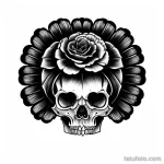 carnation and skull tattoo sketch tatufoto.com 132