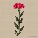 Черно-контурная татуировка гвоздики на белом фоне. Классический рисунок с четкими линиями и детальной проработкой лепестков.