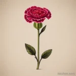 Фото тату гвоздики. Красная гвоздика на белом фоне. Детализированный рисунок татуировки в классическом стиле.