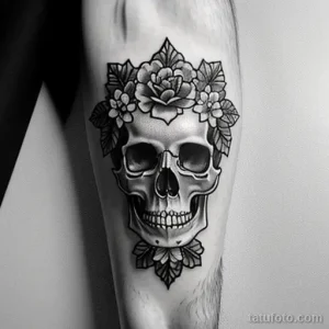 carnation tattoo design with a skull in the backgr LYAVS293 tatufoto.com 171