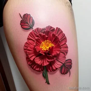 carnation tattoo on the thigh tatufoto.com 177