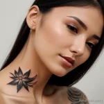 close up of a beautiful young woman s neck with a minimalist tattoo tatufoto.com 048
