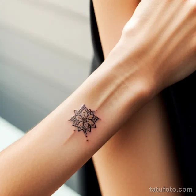 close up of a beautiful young woman s wrist with a minimalist tattoo tatufoto.com 050