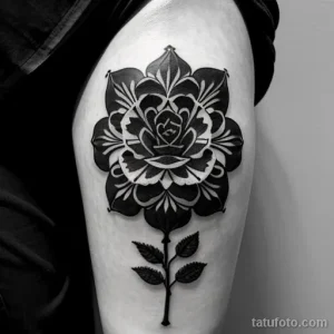 close-up of a black carnation tattoo on a woman s tatufoto.com 233
