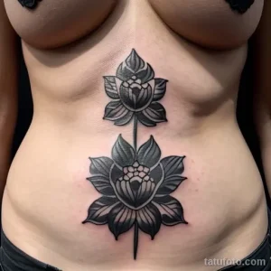 close-up of a black carnation tattoo on a woman s tatufoto.com 236