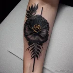close-up of a black carnation tattoo on a woman s tatufoto.com 237