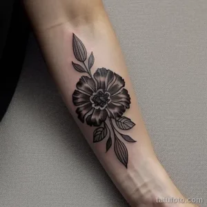 close-up of a black carnation tattoo on a woman s tatufoto.com 238