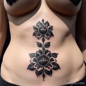 close-up of a black carnation tattoo on a woman s tatufoto.com 239