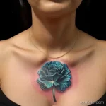 close-up of a blue carnation tattoo on a woman s c LUBVH6F0 tatufoto.com 244