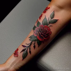 close-up of a red carnation tattoo on a woman s wr LVF9RZI2 tatufoto.com 263