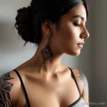 close up of a woman s shoulder with a geometric tattoo tatufoto.com 073