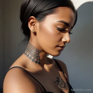 close up of a woman s shoulder with a geometric tattoo tatufoto.com 075