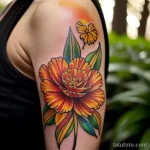 close-up of a yellow carnation tattoo on a woman s LQIJI901 tatufoto.com 266