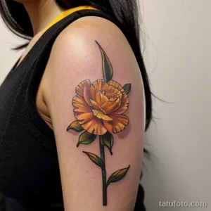 close-up of a yellow carnation tattoo on a woman s LU078O71 tatufoto.com 267