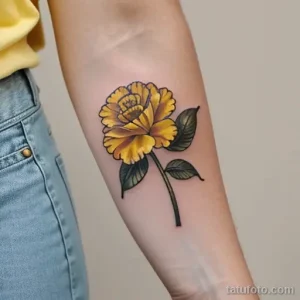 close-up of a yellow carnation tattoo on a woman s LUG93D21 tatufoto.com 268
