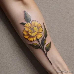 close-up of a yellow carnation tattoo on a woman s LUG93D23 tatufoto.com 270