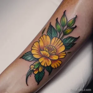 close-up of a yellow carnation tattoo on a woman s LUTDWGD0 tatufoto.com 271