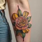 close-up of a yellow carnation tattoo on a woman s LUTDWGD1 tatufoto.com 272