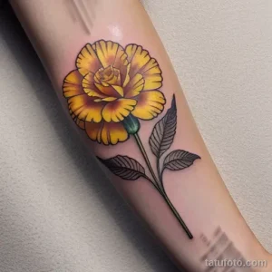 close-up of a yellow carnation tattoo on a woman s LUTDWGD3 tatufoto.com 273