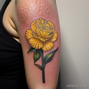 close-up of a yellow carnation tattoo on a woman s LV3LI9P1 tatufoto.com 274
