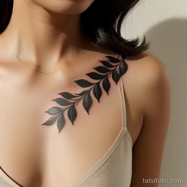 close up of a young woman s collarbone with a minimalist tattoo tatufoto.com 069