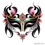 colorful venetian mask tattoo in watercolor style tatufoto.com 009