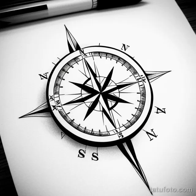 compass tattoo sketch tatufoto.com 072