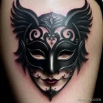 dark venetian mask tattoo with roses and ravens tatufoto.com 045