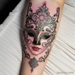 delicate venetian mask tattoo in pastel colors tatufoto.com 051