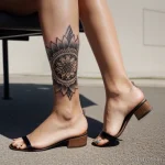 detailed close up of a woman s ankle with a geometric tattoo tatufoto.com 076