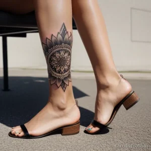detailed close up of a woman s ankle with a geometric tattoo tatufoto.com 076