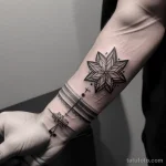 extreme close up of a fine line tattoo on a man s wrist tatufoto.com 098