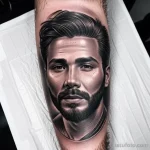 extreme close up of a realistic portrait tattoo on a man s forearm tatufoto.com 104