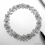 floral wreath tattoo sketch tatufoto.com 112