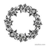 hand drawn wreath with roses tattoo design tatufoto.com 071