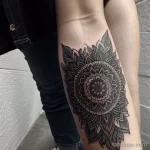 intricate tattoo on a woman’s forearm, black ink, high detail tatufoto.com 271
