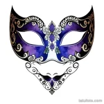 intricate venetian mask tattoo in watercolor style tatufoto.com 076