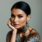 model with a minimalist forearm tattoo posing with her hand resting on S1390344717 St40 G12 tatufoto.com 137