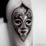 modern venetian mask tattoo in black and white tatufoto.com 080