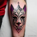 modern venetian mask tattoo with geometric patterns tatufoto.com 086