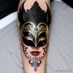 realistic venetian mask tattoo in gold and black tatufoto.com 088
