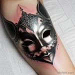 realistic venetian mask tattoo with metallic silver accents S2430381935 St40 G12 tatufoto.com 098