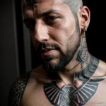 rugged man with a geometric tattoo on his collarbone tatufoto.com 097