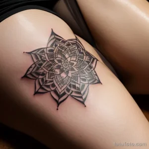 sensual close up of a woman s thigh with a detailed geometric tattoo tatufoto.com 108