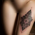 sensual close up of a woman s thigh with a detailed geometric tattoo tatufoto.com 109