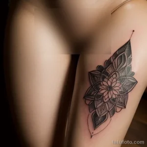 sensual close up of a woman s thigh with a detailed geometric tattoo tatufoto.com 109