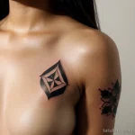 sensual close up of a young woman s shoulder with a minimalist tattoo tatufoto.com 151